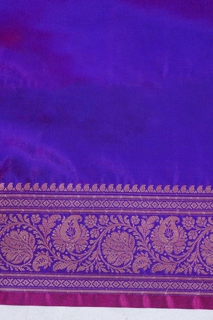 Royal Violet Banarasi Upada Satin Silk Buti Saree
