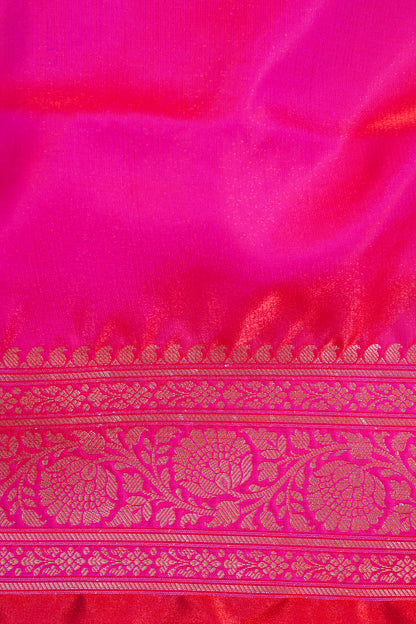 Rani Pink Banarasi Upada Satin Silk Buti Saree
