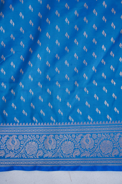 Sky Blue Banarasi Upada Satin Silk Buti Saree