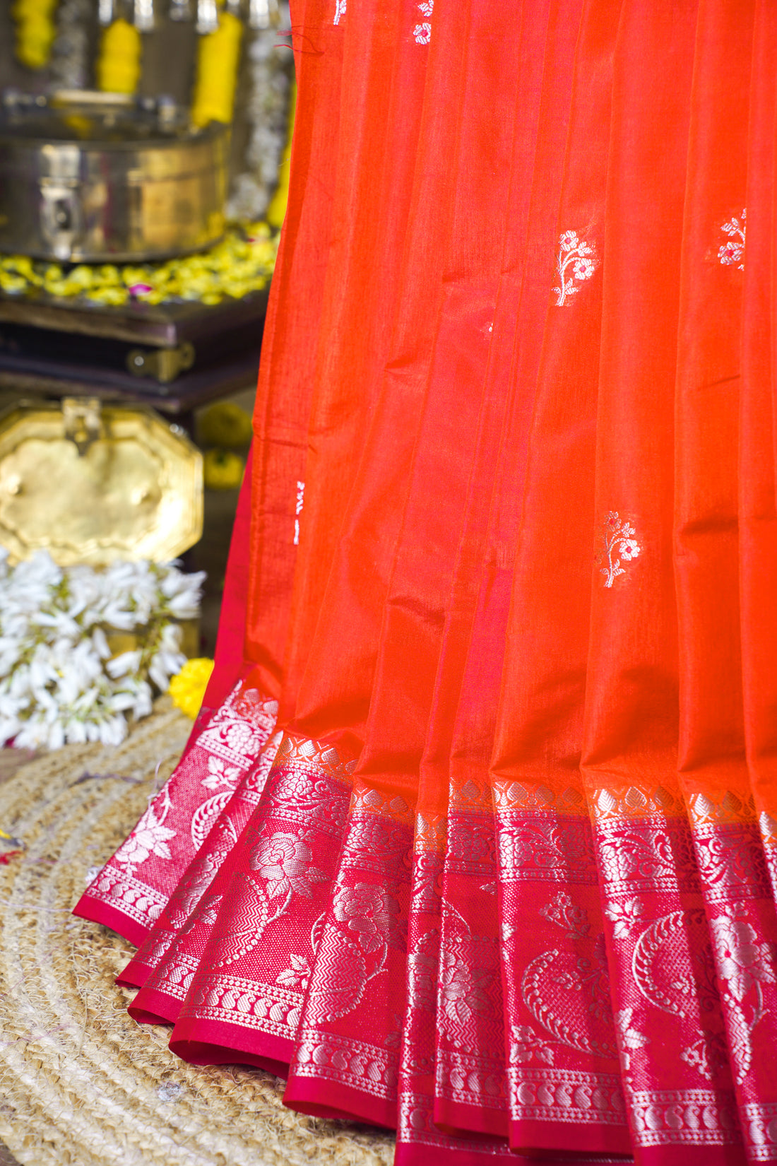 Orange Handloom Banarasi Matka Silk Saree