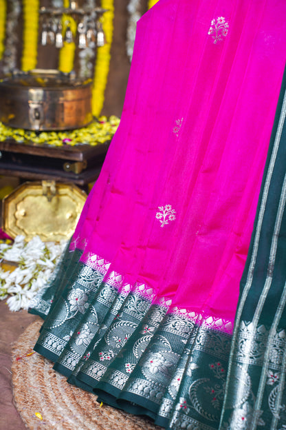 Rani Pink Handloom Banarasi Matka Silk Saree