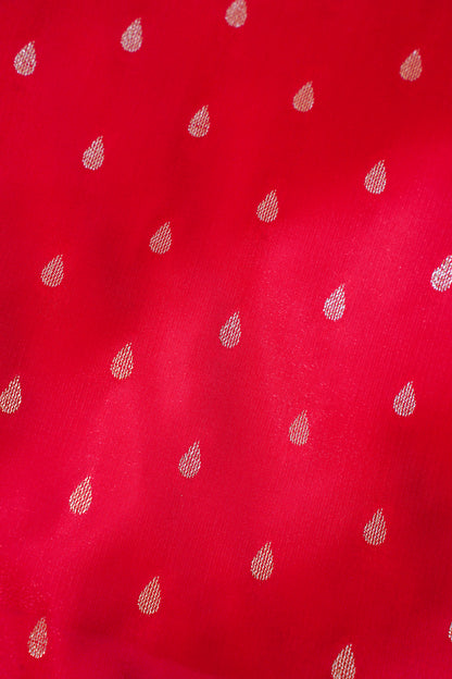 Crimson Red Banarasi Upada Satin Silk Buti Saree