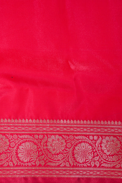 Crimson Red Banarasi Upada Satin Silk Buti Saree