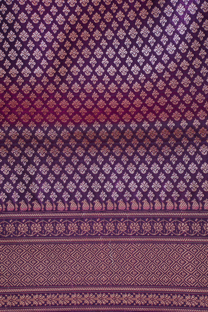 Deep Wine Banarasi Upada Satin Silk Buti Saree