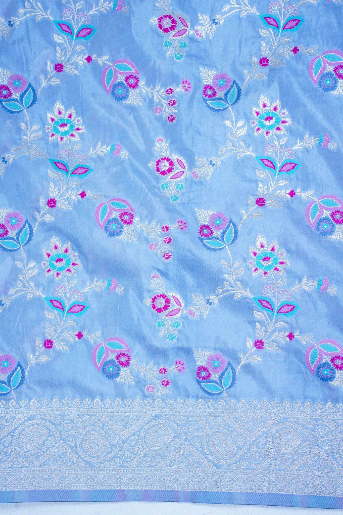 Sky Blue Banarasi Minakari Jaal Saree