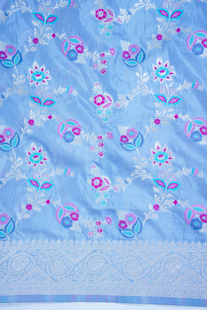 Sky Blue Banarasi Minakari Jaal Saree