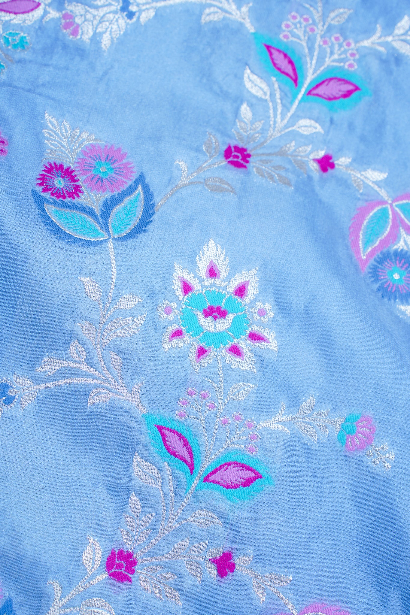Sky Blue Banarasi Minakari Jaal Saree