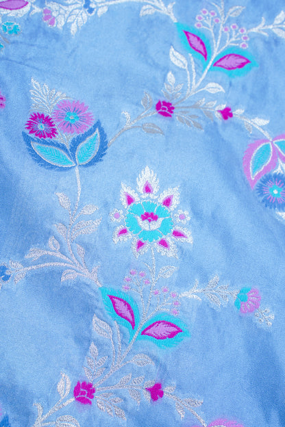 Sky Blue Banarasi Minakari Jaal Saree