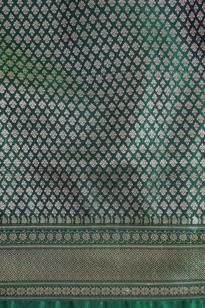 Emerald Green Banarasi Upada Satin Silk Buti Saree