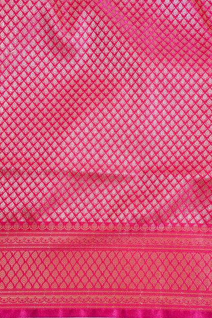 Rani Pink Banarasi Upada Satin Silk Buti Saree