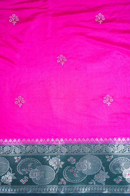 Rani Pink Handloom Banarasi Matka Silk Saree