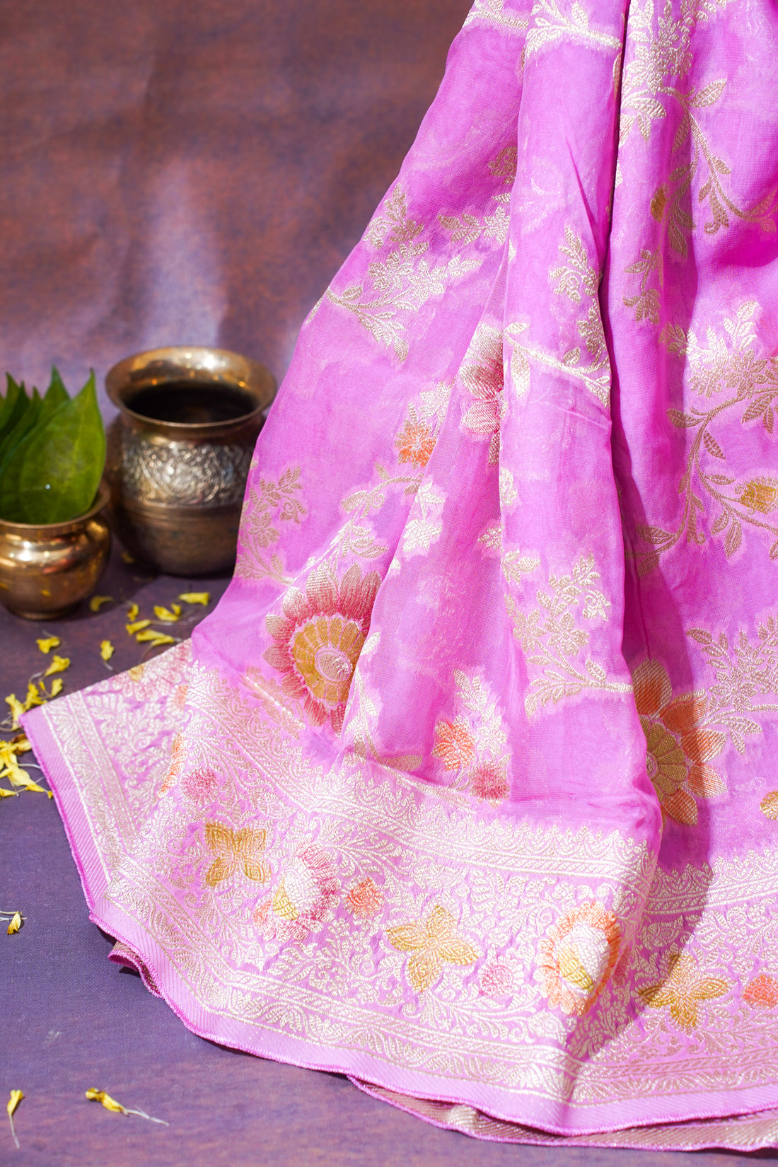 Lavender Khaddi Georgette Minakari Jaal Saree