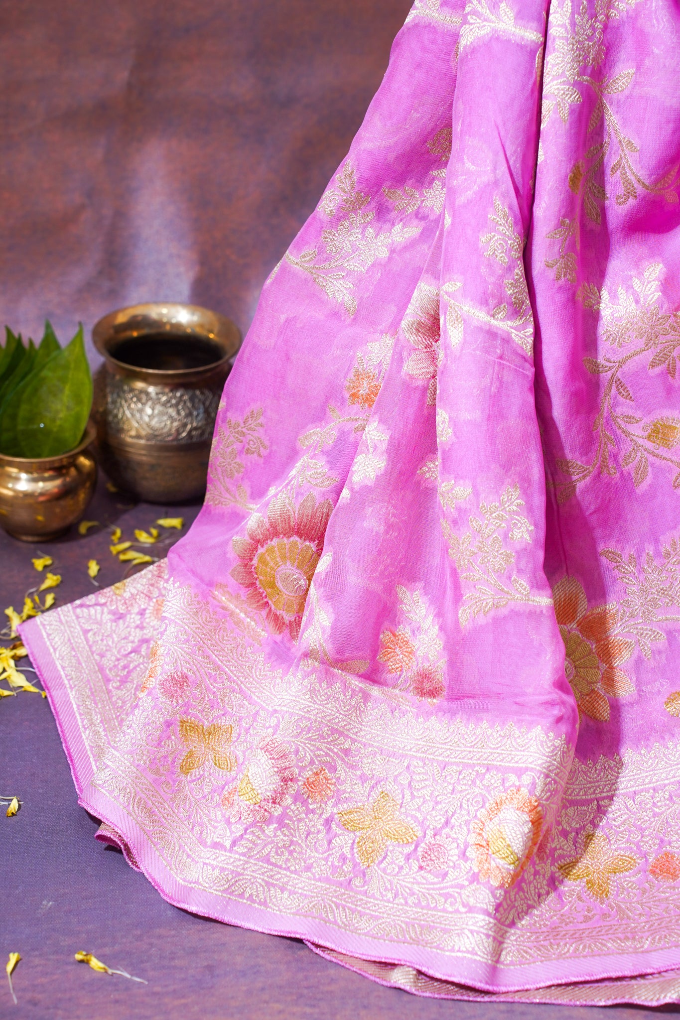 Lavender Khaddi Georgette Minakari Jaal Saree
