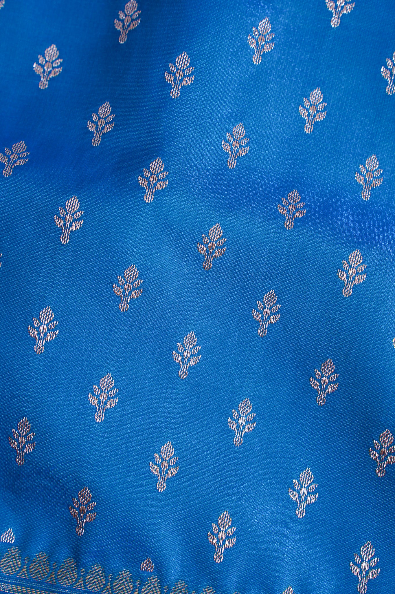Sky Blue Banarasi Upada Satin Silk Buti Saree