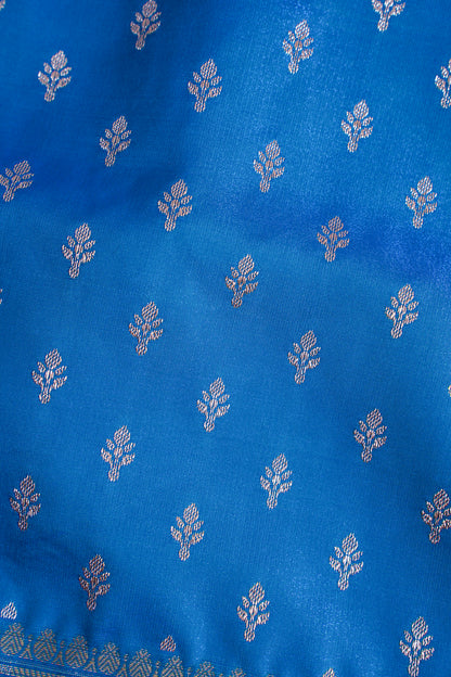 Sky Blue Banarasi Upada Satin Silk Buti Saree