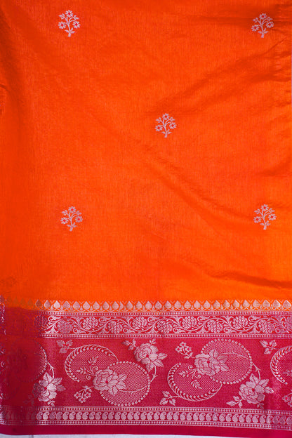 Orange Handloom Banarasi Matka Silk Saree
