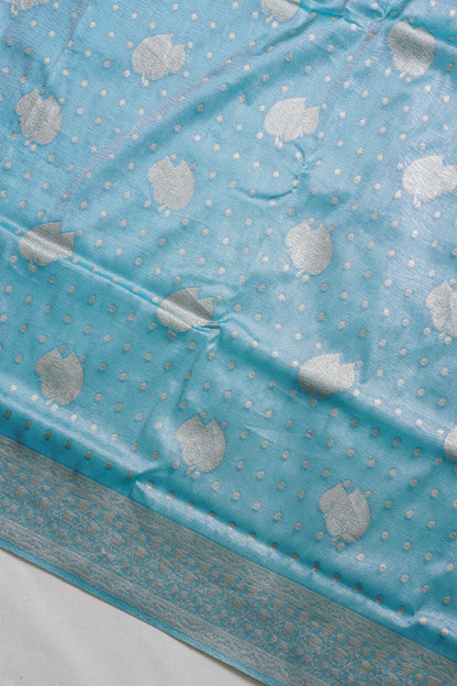 Sky Blue Tissue Silk Saree