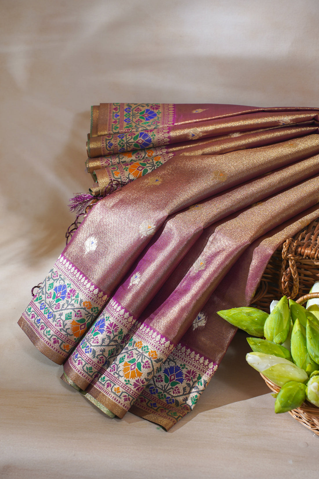 Wine Purple Paithani Minakari Tissue Silk Saree