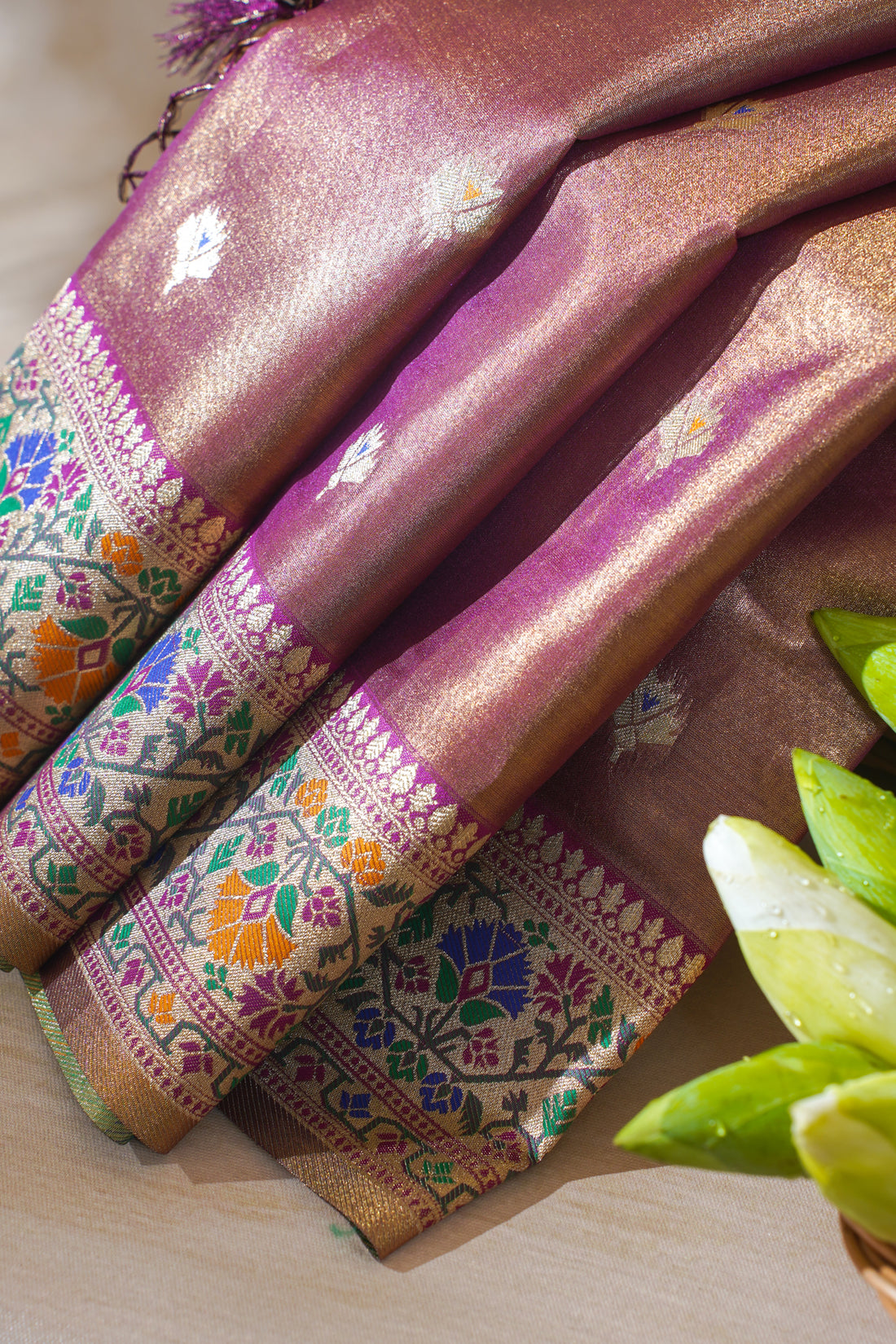 Wine Purple Paithani Minakari Tissue Silk Saree
