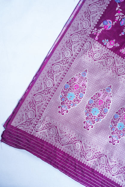 Wine Banarasi Minakari Jaal Saree