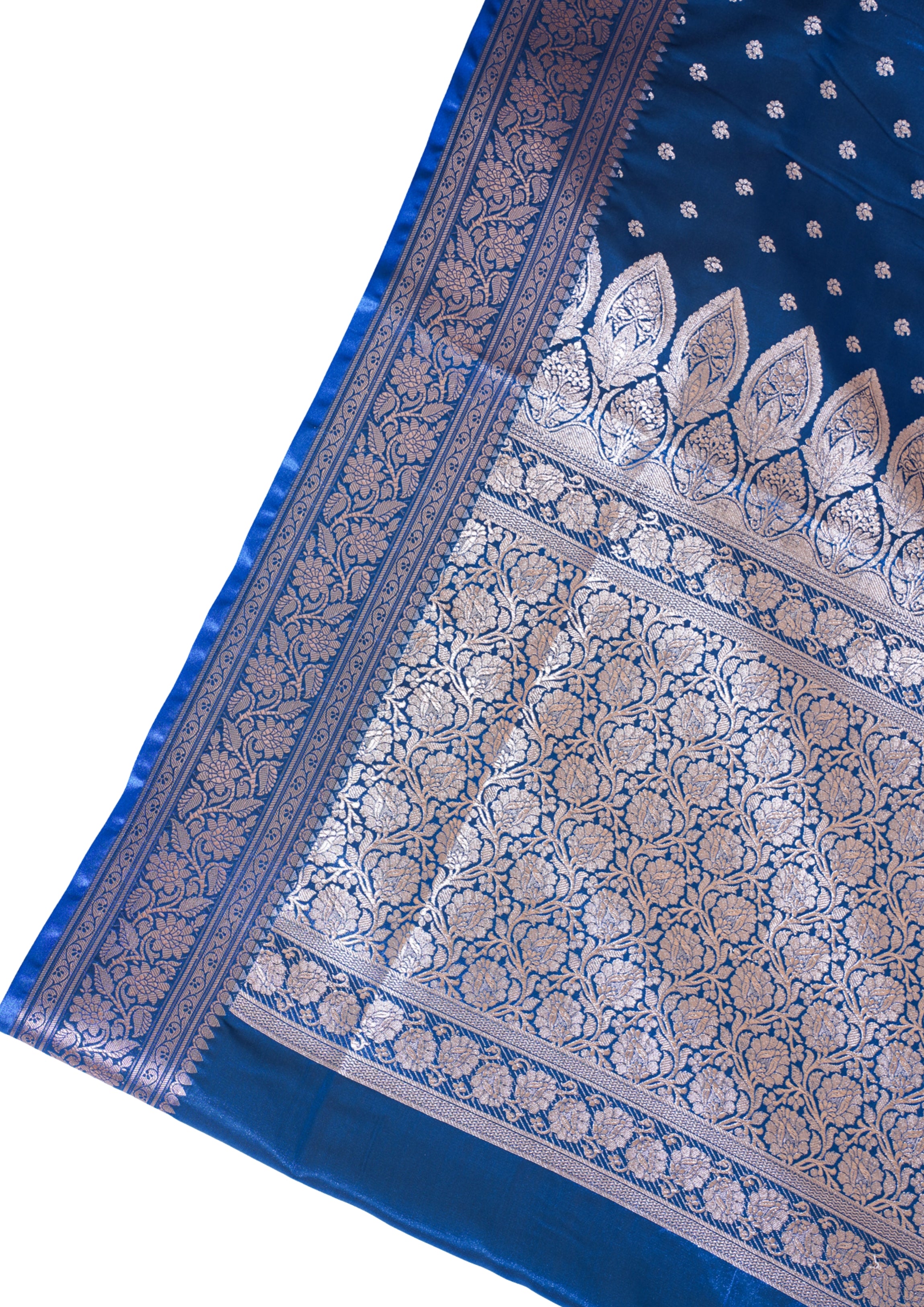 Royal Blue Banarasi Upada Satin Silk Buti Saree