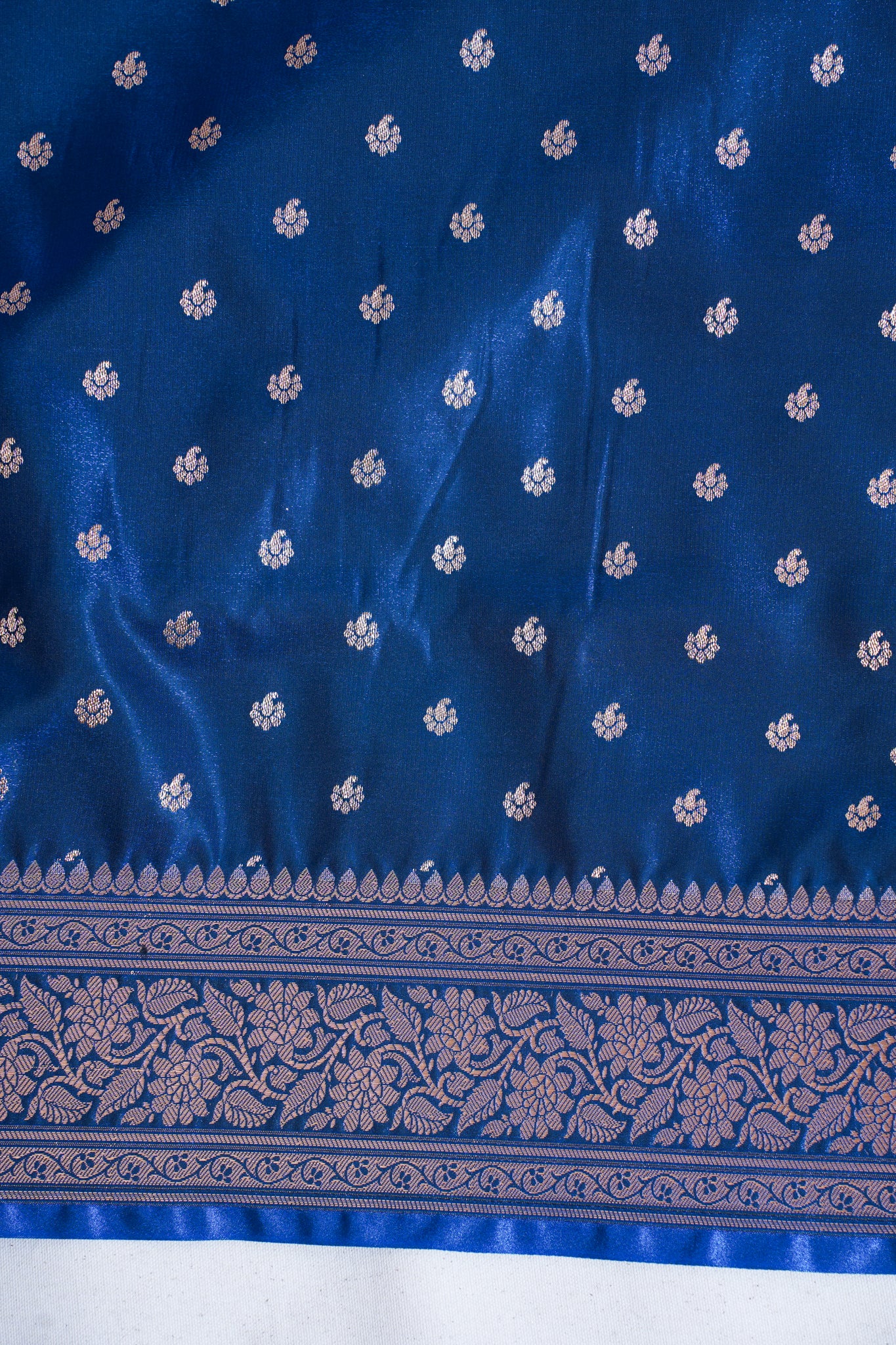 Royal Blue Banarasi Upada Satin Silk Buti Saree