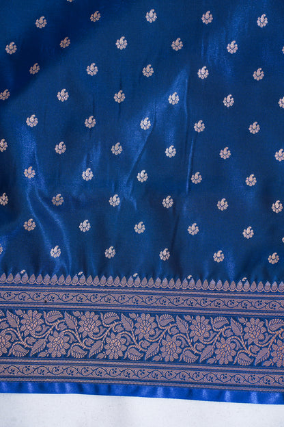 Royal Blue Banarasi Upada Satin Silk Buti Saree