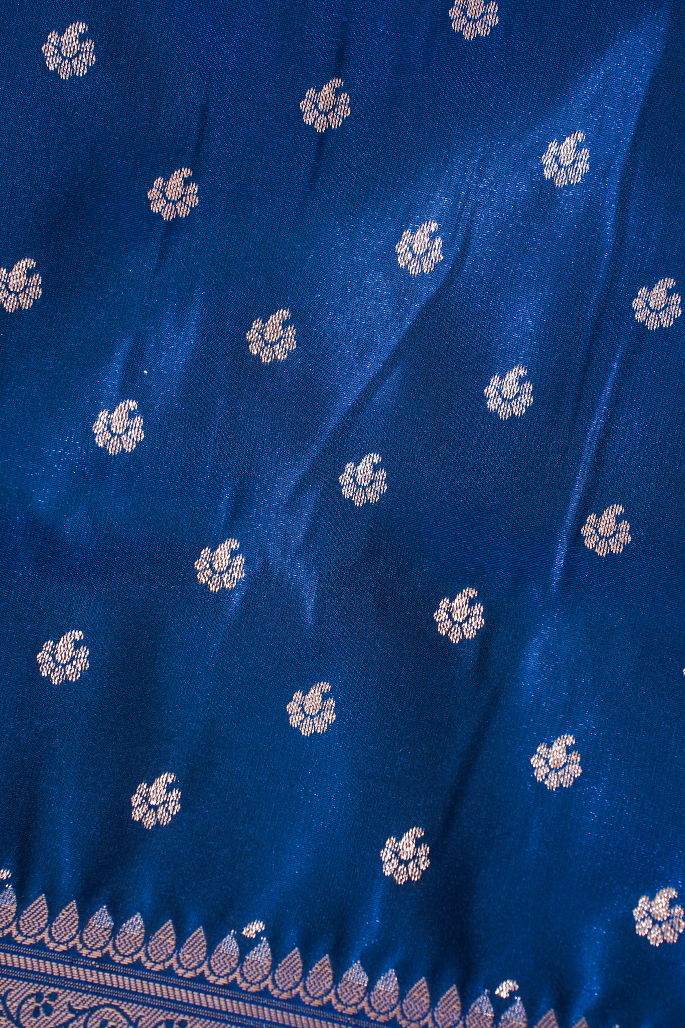 Royal Blue Banarasi Upada Satin Silk Buti Saree