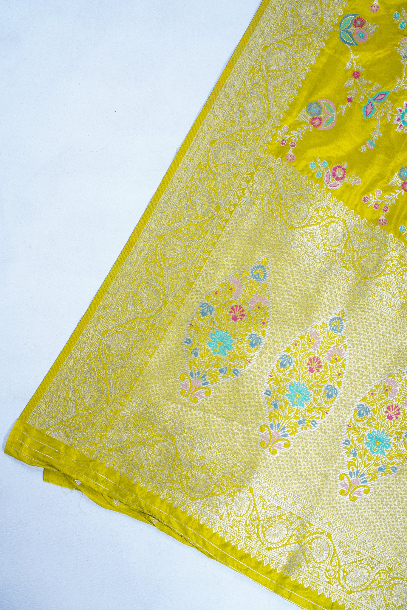Mustard Yellow Banarasi Minakari Jaal Saree