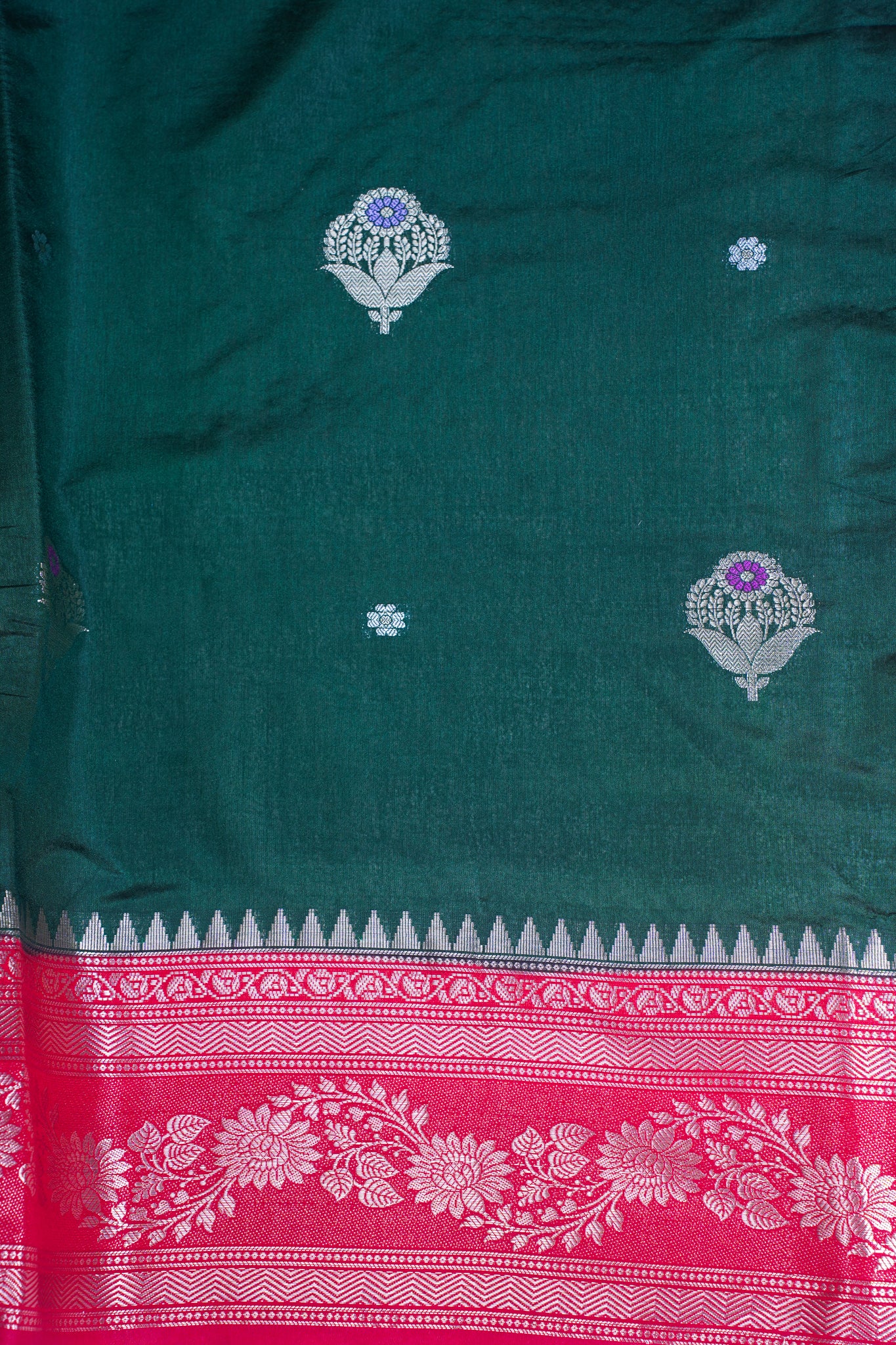 Bottle Green Handloom Banarasi Matka Silk Saree