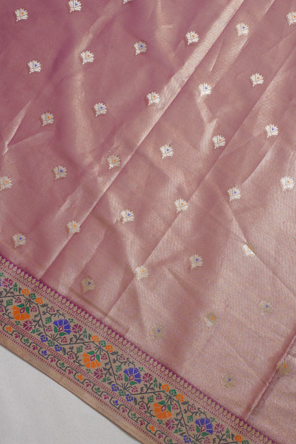 Wine Purple Paithani Minakari Tissue Silk Saree