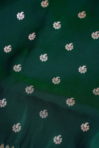Emerald Green Banarasi Upada Satin Silk Buti Saree