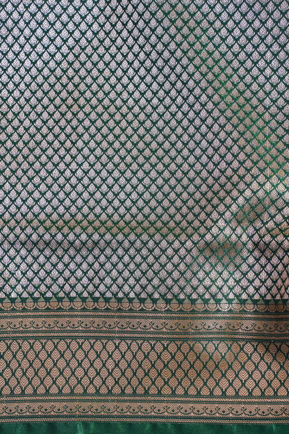 Emerald Green Banarasi Upada Satin Silk Buti Saree