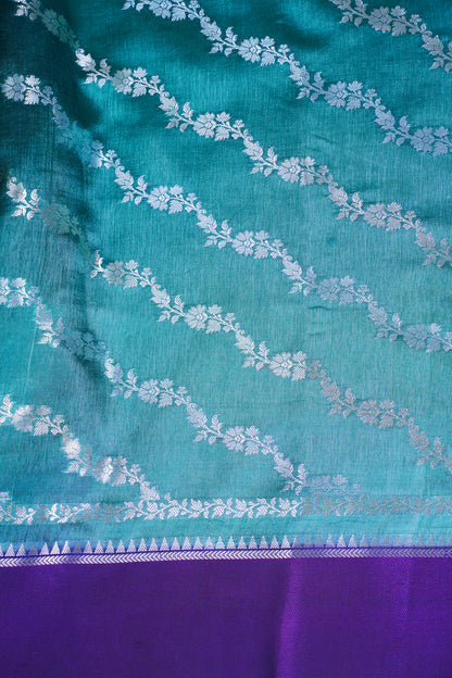 Teal Green Pure Viscose Silk Aada Jamal Saree
