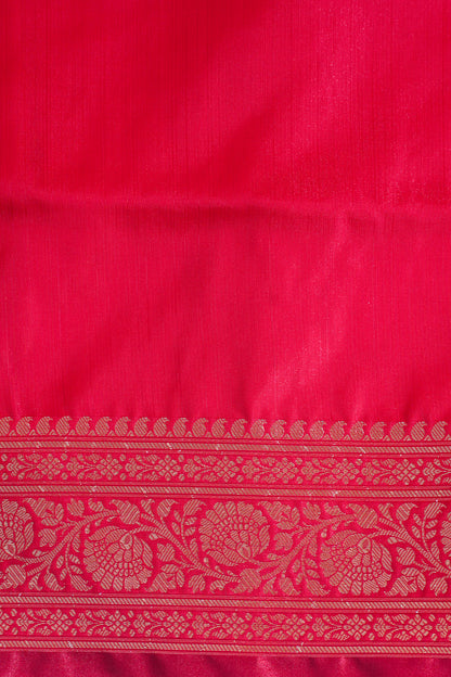 Scarlet Red Banarasi Upada Satin Silk Buti Saree