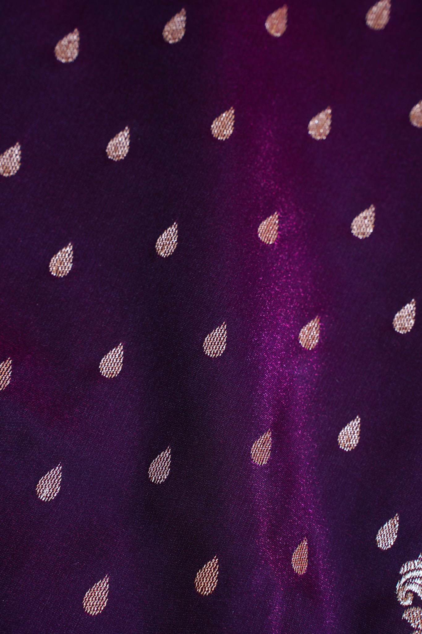 Plum Purple Banarasi Upada Satin Silk Buti Saree