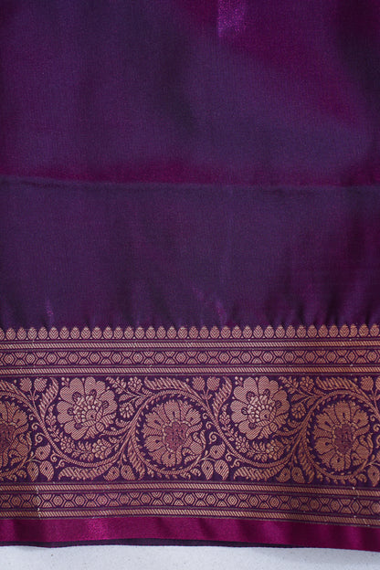 Plum Purple Banarasi Upada Satin Silk Buti Saree