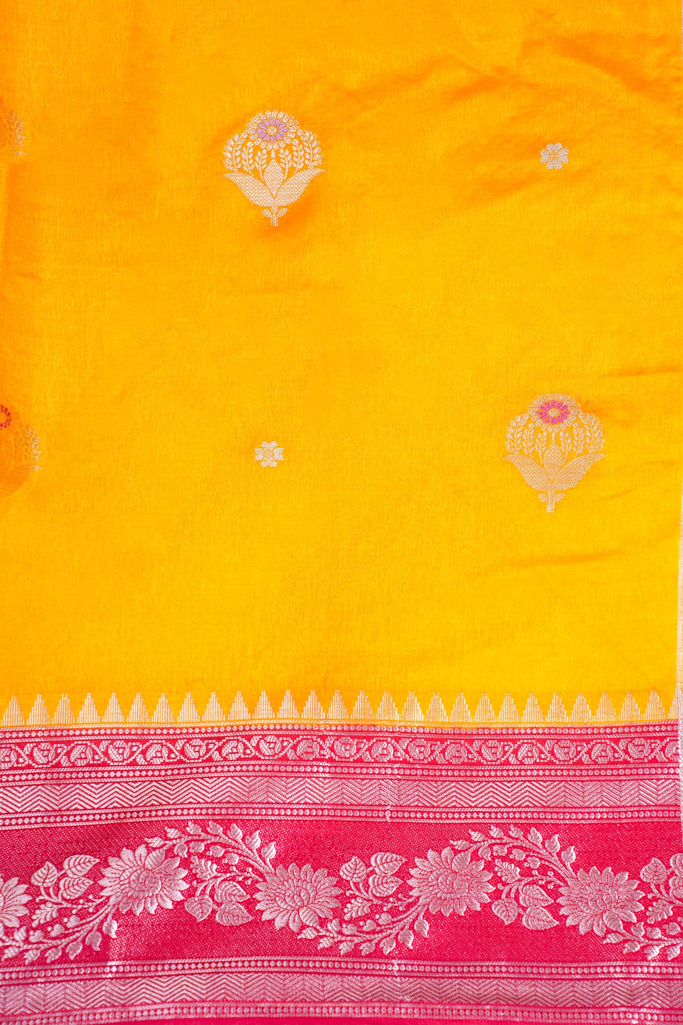 Mustard Yellow Handloom Banarasi Matka Silk Saree
