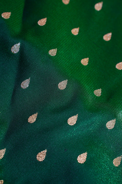Emerald Green Banarasi Upada Satin Silk Buti Saree
