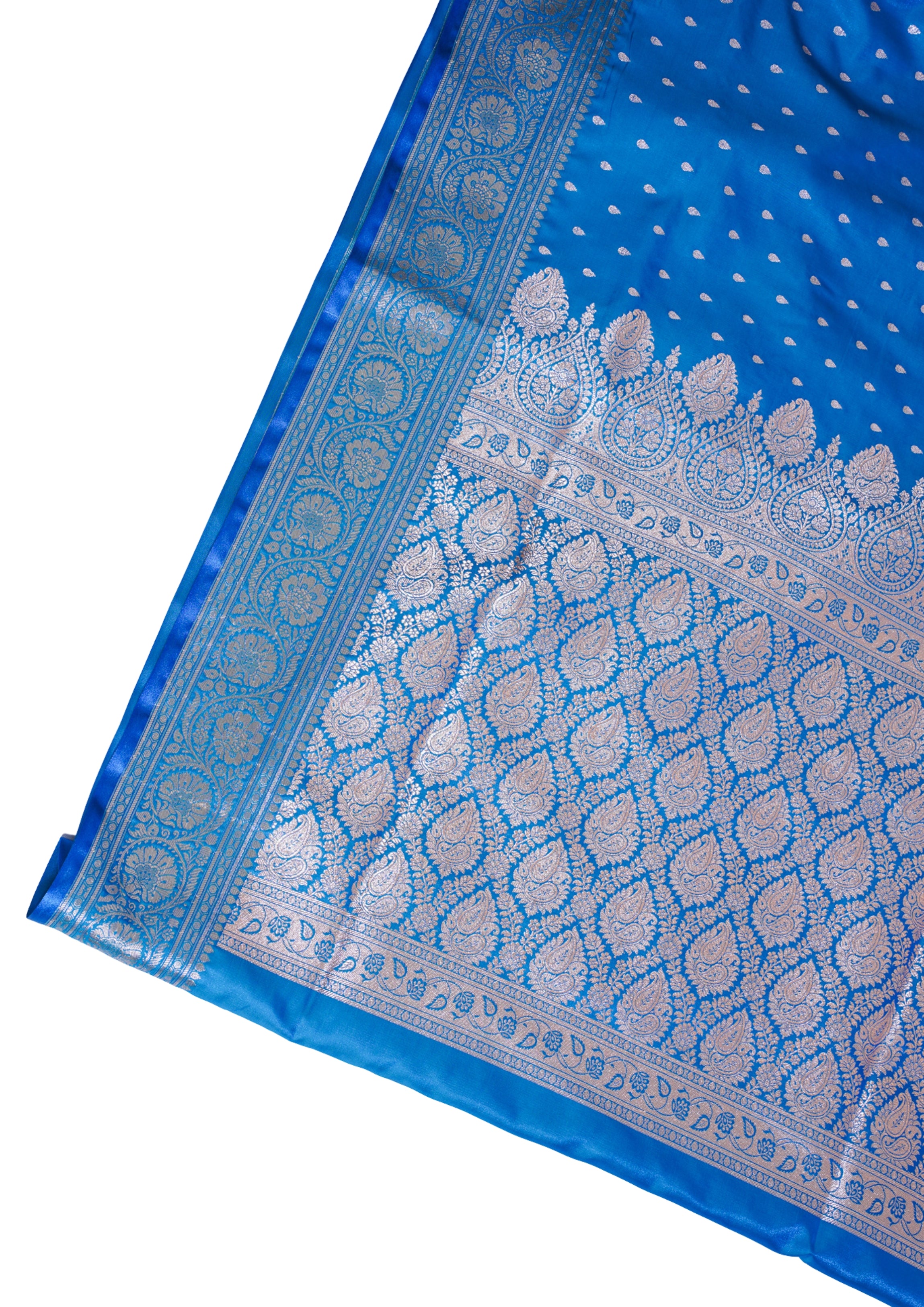 Royal Blue Banarasi Upada Satin Silk Buti Saree