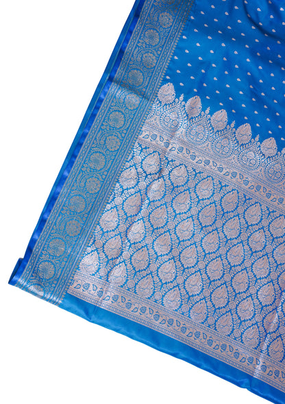 Royal Blue Banarasi Upada Satin Silk Buti Saree