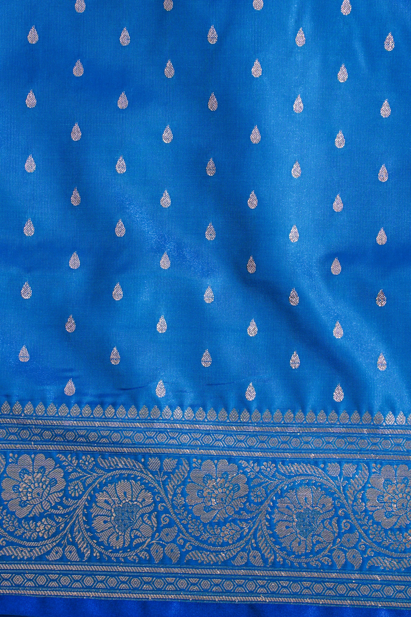 Royal Blue Banarasi Upada Satin Silk Buti Saree