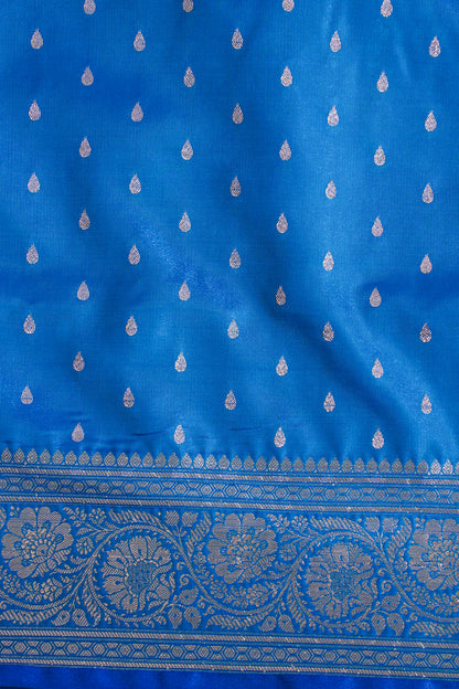 Royal Blue Banarasi Upada Satin Silk Buti Saree