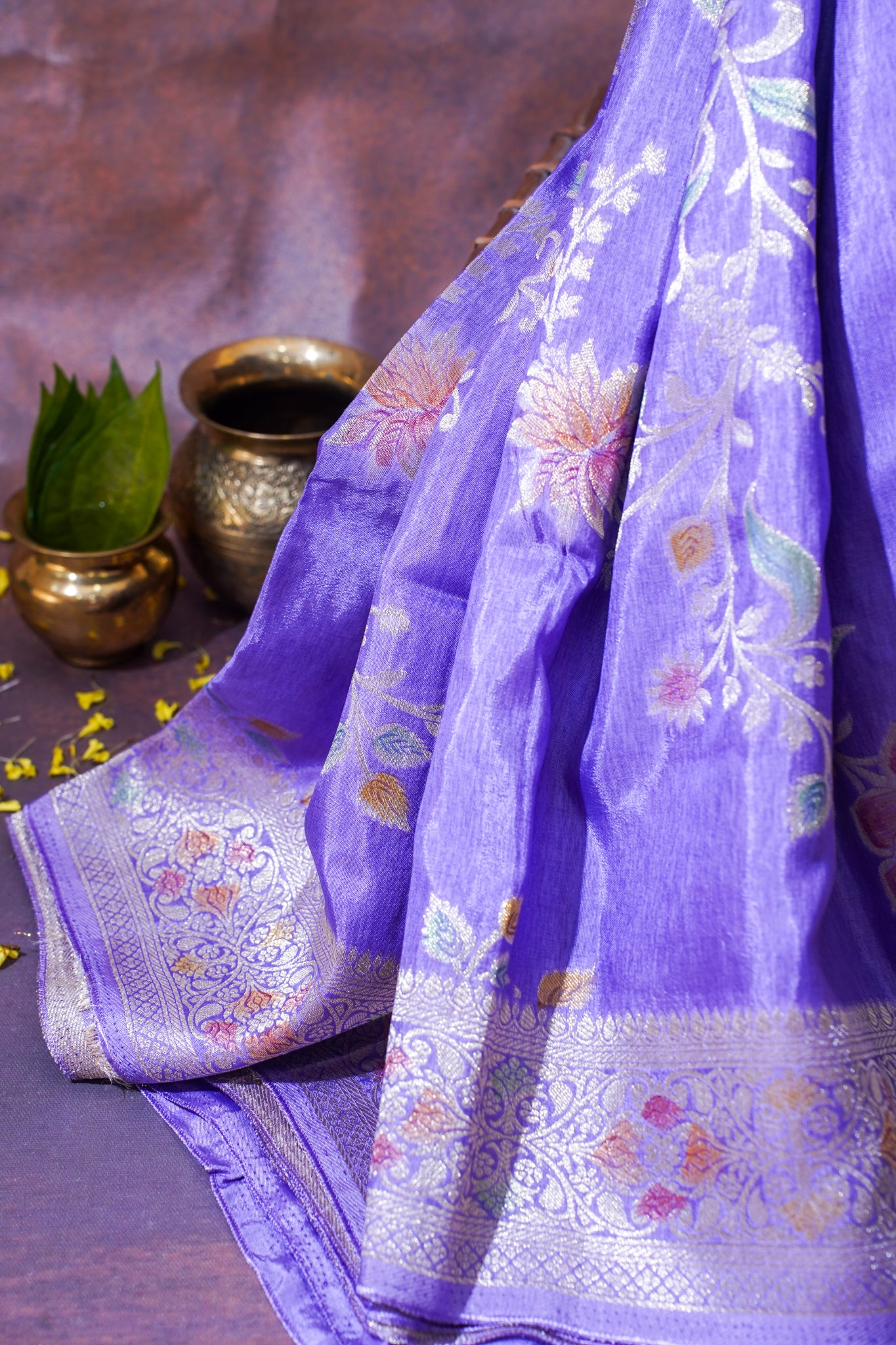 Lilac Chinya Silk Minakari Jaal Saree