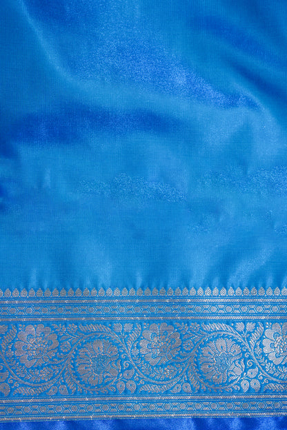 Royal Blue Banarasi Upada Satin Silk Buti Saree