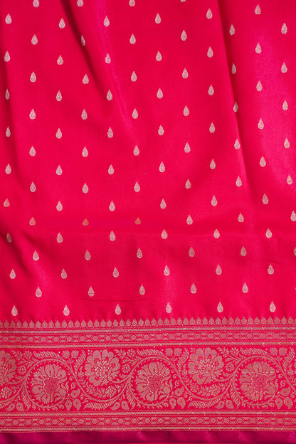 Crimson Red Banarasi Upada Satin Silk Buti Saree