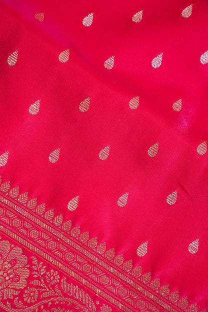 Crimson Red Banarasi Upada Satin Silk Buti Saree