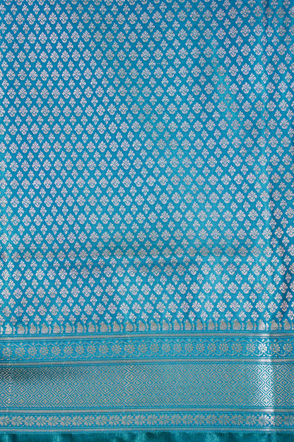 Teal Green Banarasi Upada Satin Silk Buti Saree