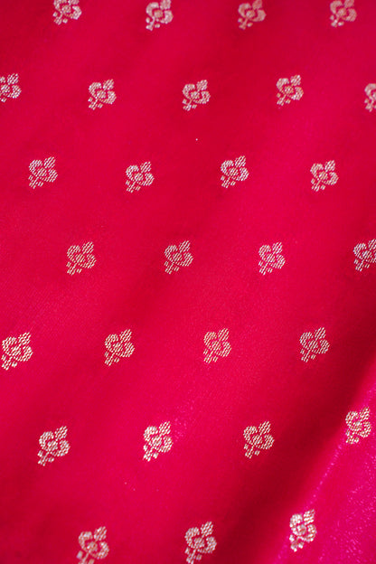Magenta Pink Banarasi Upada Satin Silk buti Saree