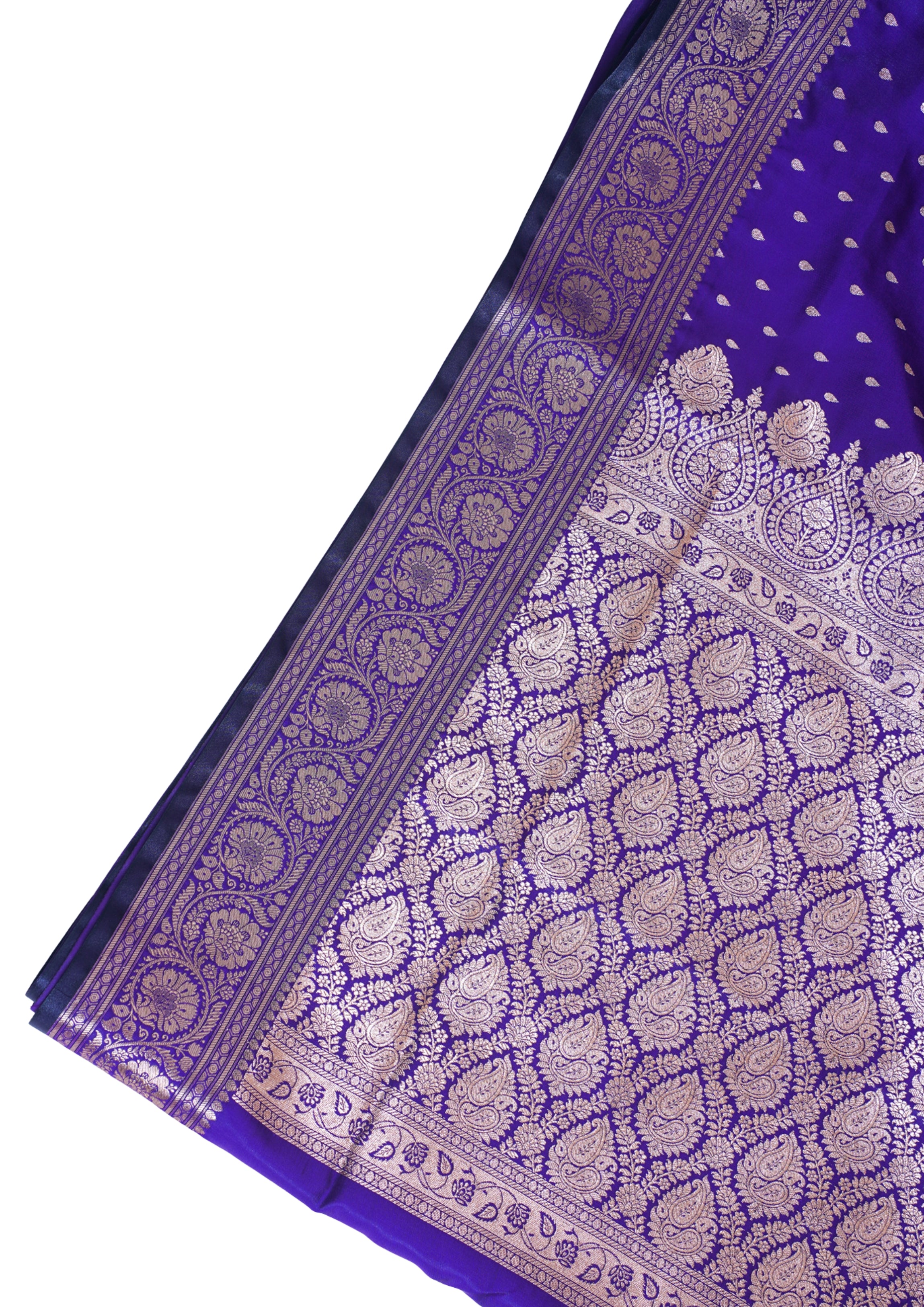 Royal Purple Banarasi Upada Satin Silk buti Saree